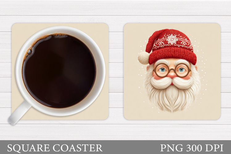 Santa Coaster Sublimation. Christmas Coaster Design