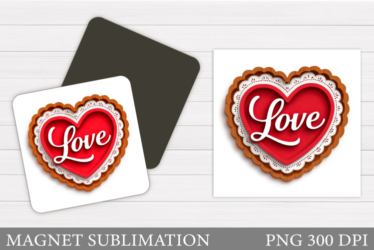 Heart Magnet Design. Valentines Magnet Sublimation