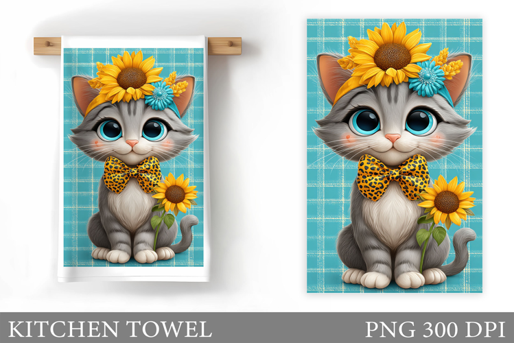 Cute Cat Kitchen Towel Design. Cute Cat Sublimation