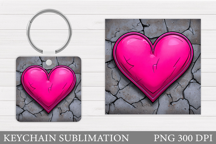 Heart Keychain Sublimation. Valentine Keychain Design