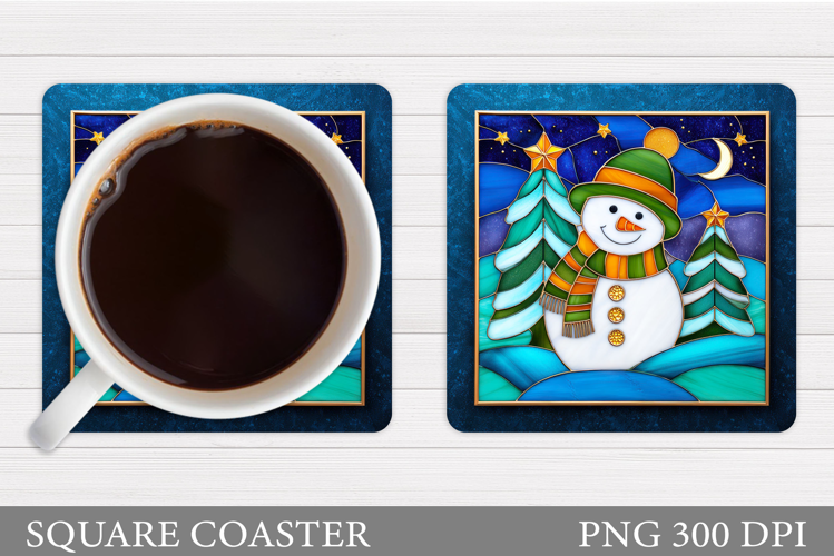 Snowman Coaster Sublimation. Christmas Coaster Design