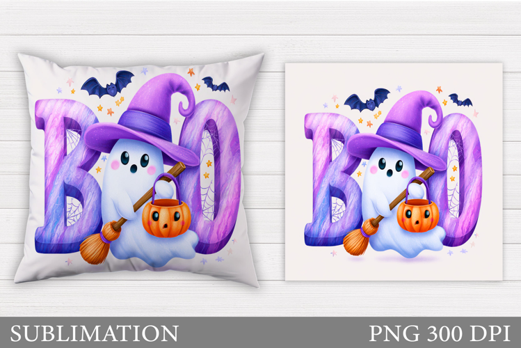 Boo Pillow Design. Halloween Pillow Sublimation