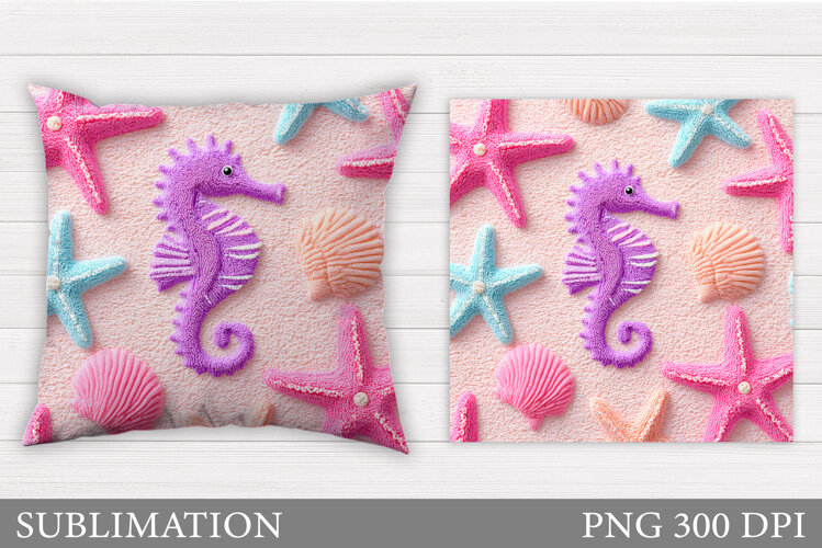 Seahorse Pillow Sublimation. Seahorse Sublimation example image 1