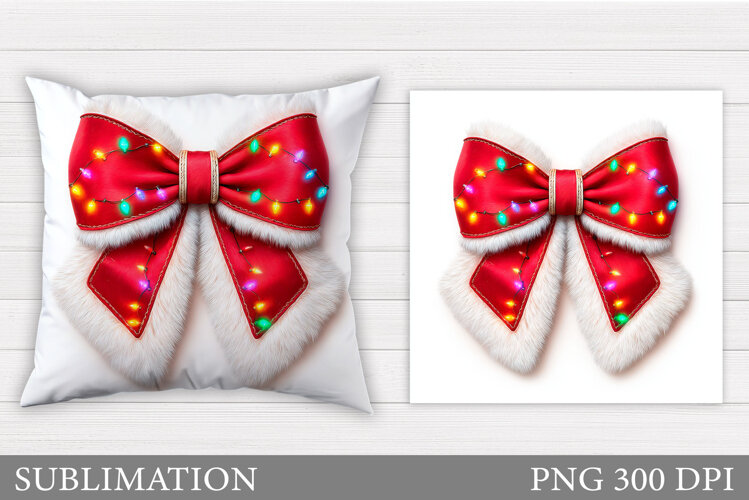 Christmas Bow Pillow Design. Christmas Pillow Sublimation example image 1