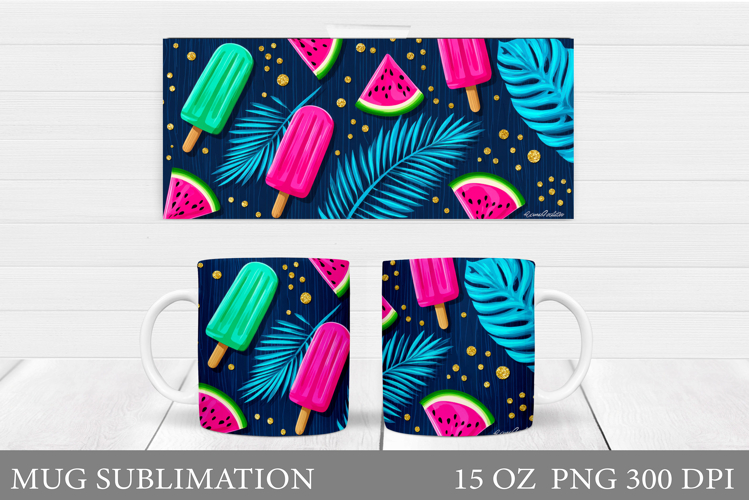 Tropical Mug Sublimation. Watermelon Mug Design