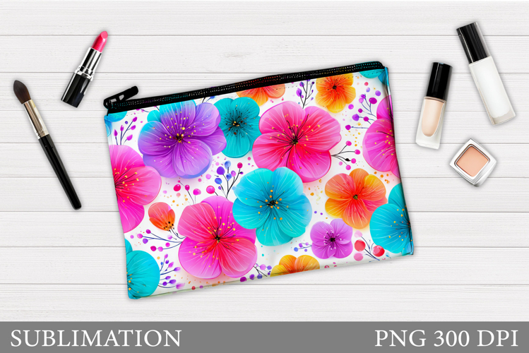 Flowers Makeup Bag Design. Flowers Cosmetics Bag Sublimation