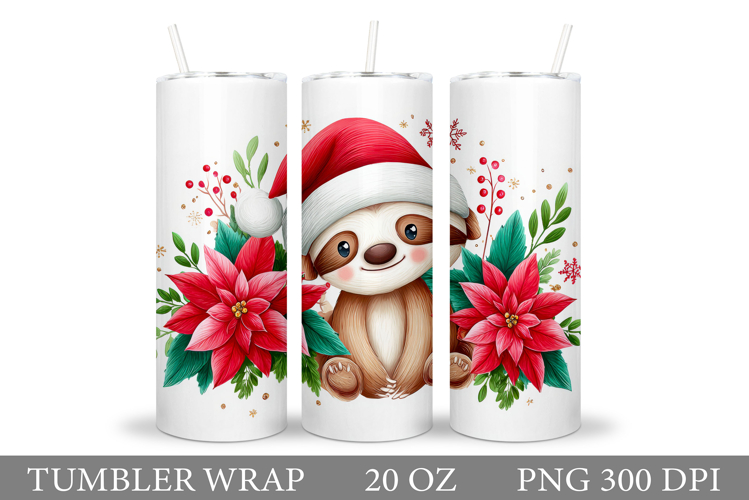 Christmas Sloth Tumbler. Christmas Tumbler Sublimation