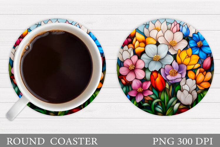 Wildflowers Coaster Design. Floral Coaster Sublimation example image 1