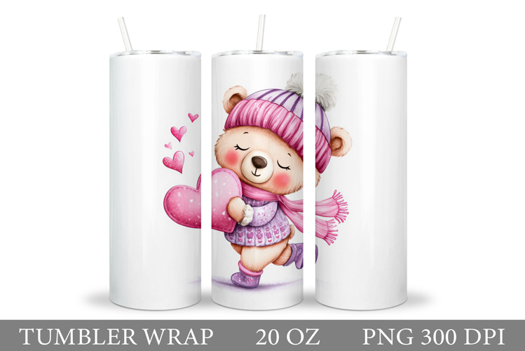 Valentines Bear Tumbler. Valentines Tumbler Sublimation