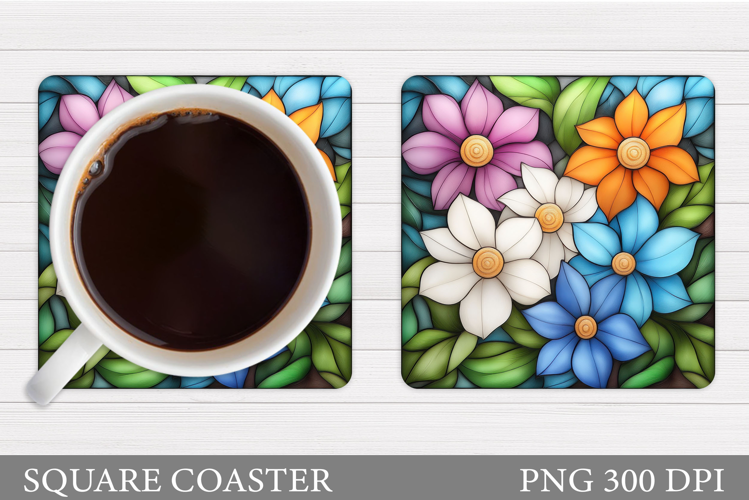 Flowers Coaster Sublimation. Floral Coaster Design