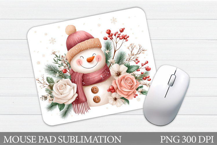 Snowman Mouse Pad Sublimation. Christmas Mouse Pad