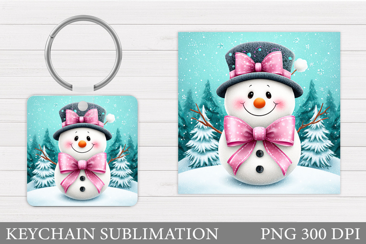 Christmas Snowman Keychain. Christmas Keychain Sublimation