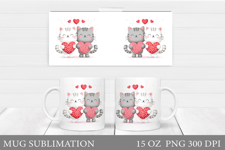Valentines Cat Mug Design. Valentines Mug Sublimation