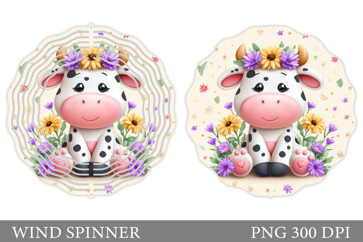 Cute Cow Wind Spinner Design. Cute Cow Sublimation