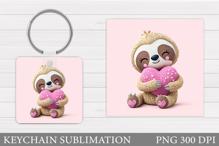 Valentines Sloth Keychain. Valentine Keychain Design
