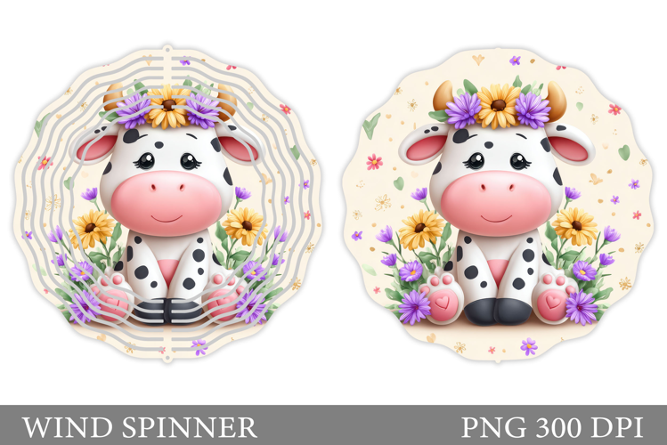 Cute Cow Wind Spinner Design. Cute Cow Sublimation