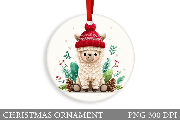 Cute Lama Christmas Ornament. Christmas Ornament Design