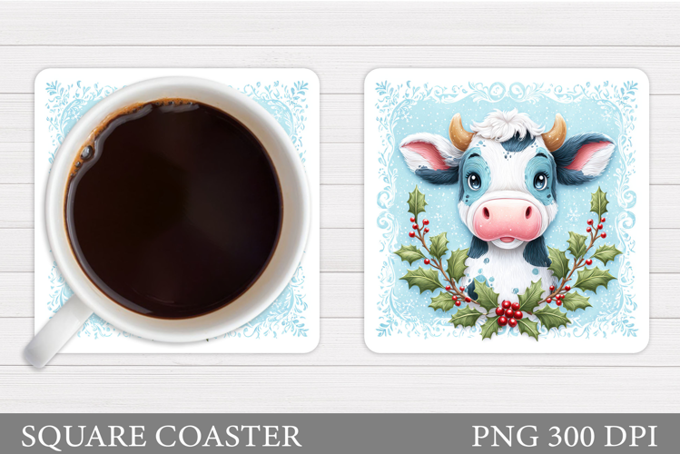 Christmas Cow Coaster. Christmas Cow Coaster Sublimation