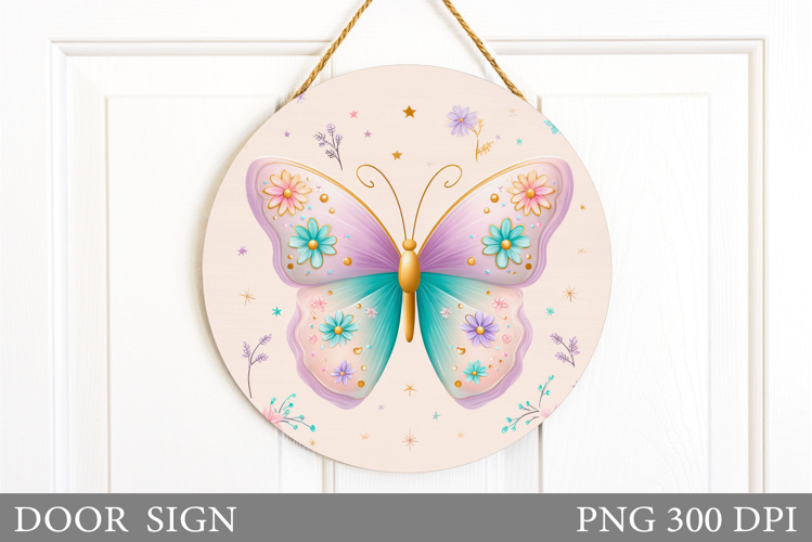 Butterfly Door Sign Sublimation. Summer Door Sign Design