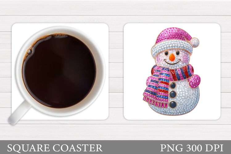 Sparkling Snowman Coaster. Christmas Coaster Sublimation