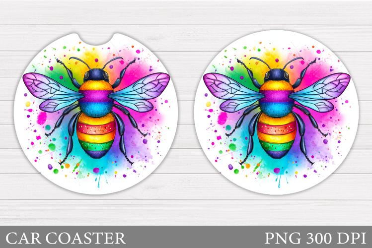 Bee Car Coaster Design. Bee Coaster Sublimation