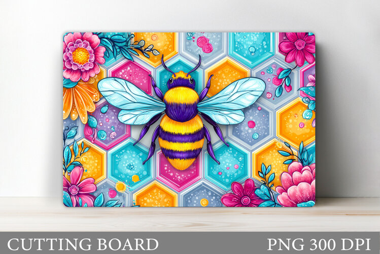 Bee Cutting Board Design. Flowers Kitchen Cutting Board example image 1