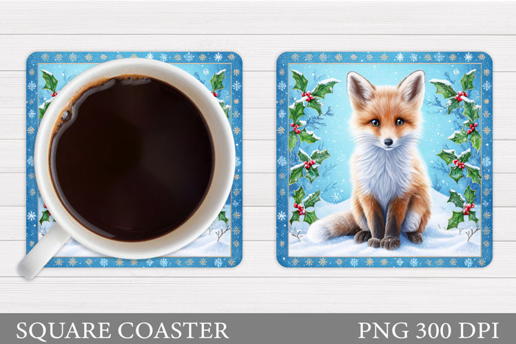Christmas Fox Coaster. Christmas Coaster Sublimation