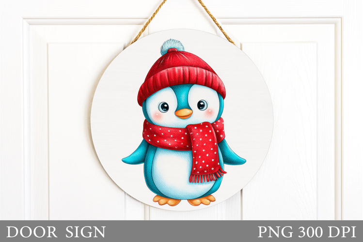 Christmas Penguin Door Sign. Christmas Door Sign Design