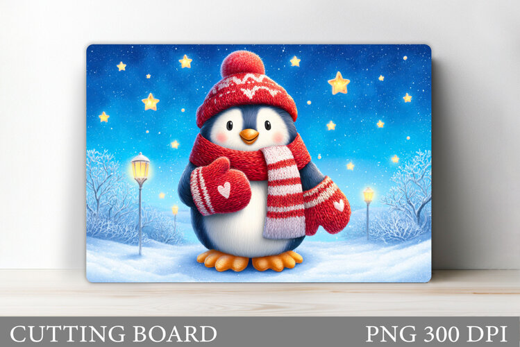 Cute Penguin Cutting Board. Christmas Cutting Board Design example image 1