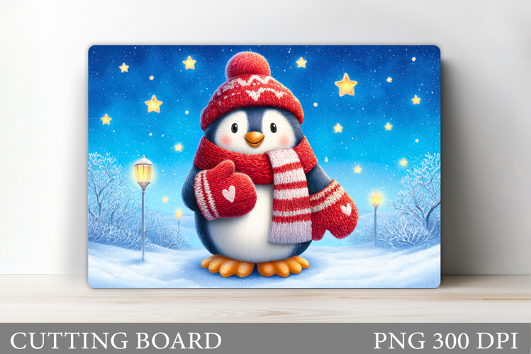 Cute Penguin Cutting Board. Christmas Cutting Board Design