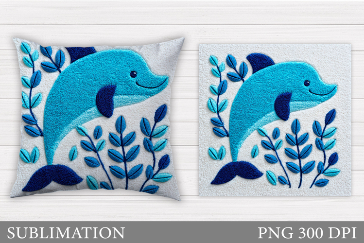 Cute Dolphin Pillow Design. Cute Dolphin Sublimation example image 1
