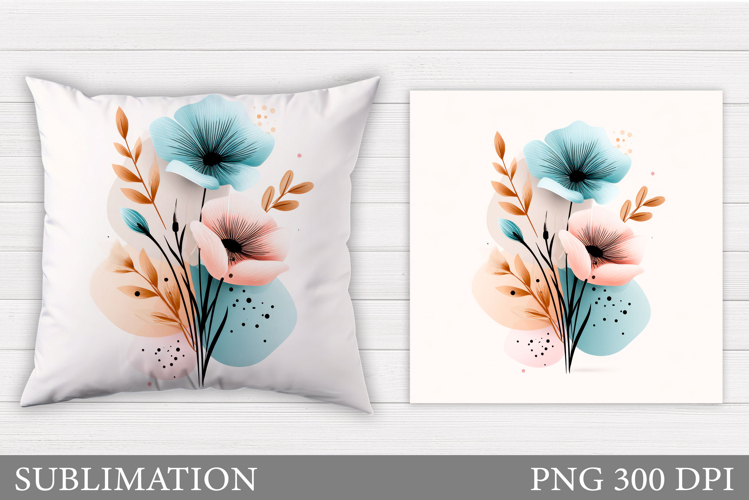 Floral Pillow Design. Flowers Sublimation