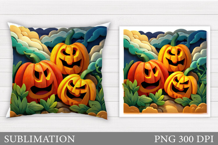 Halloween Pumpkin Pillow. Halloween Pillow Sublimation example image 1