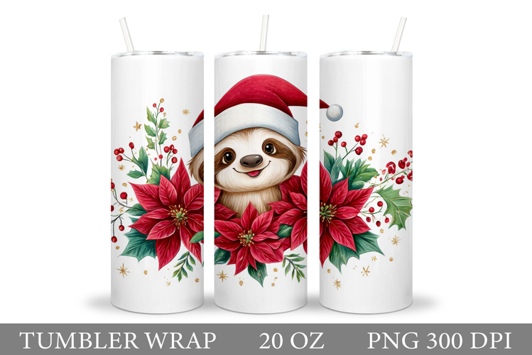 Christmas Sloth Tumbler. Christmas Tumbler Sublimation