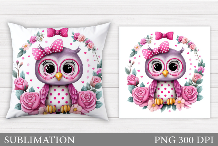 Cute Owl Pillow Sublimation. Owl Sublimation