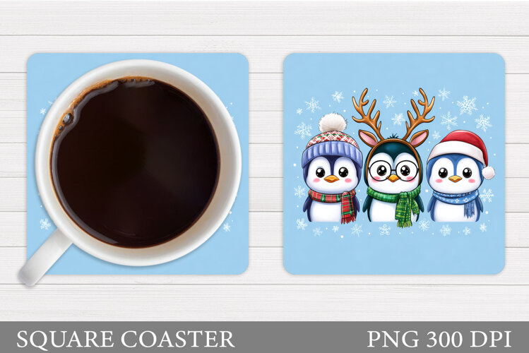 Christmas Penguin Coaster. Christmas Coaster Sublimation example image 1