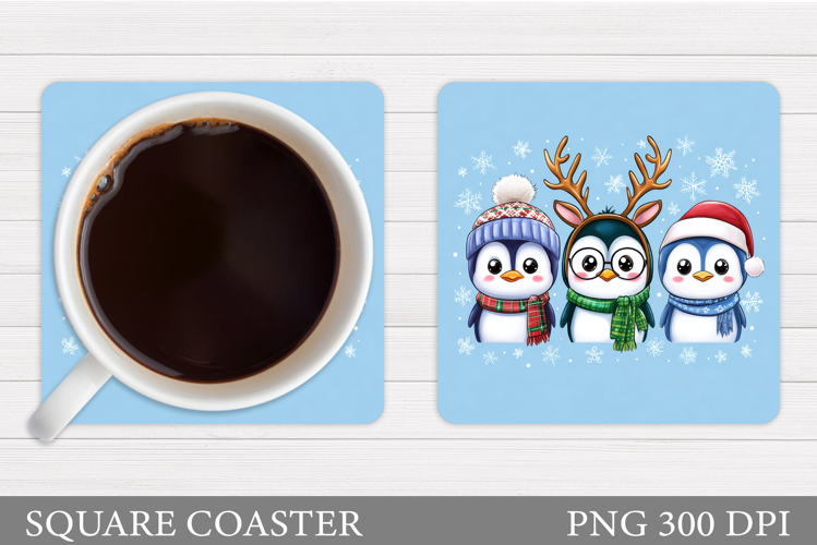 Christmas Penguin Coaster. Christmas Coaster Sublimation