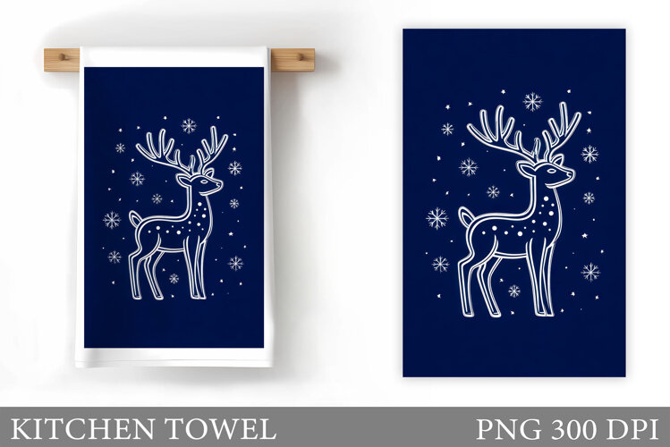 Reindeer Kitchen Towel. Christmas Kitchen Towel Design example image 1