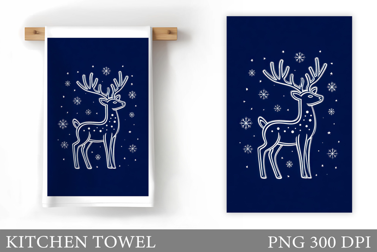 Reindeer Kitchen Towel. Christmas Kitchen Towel Design