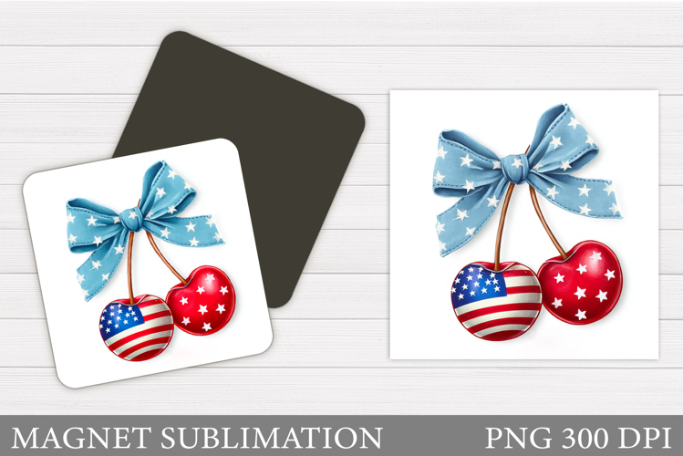 Patriotic Cherry Magnet Design. Patriotic Magnet Sublimation example image 1