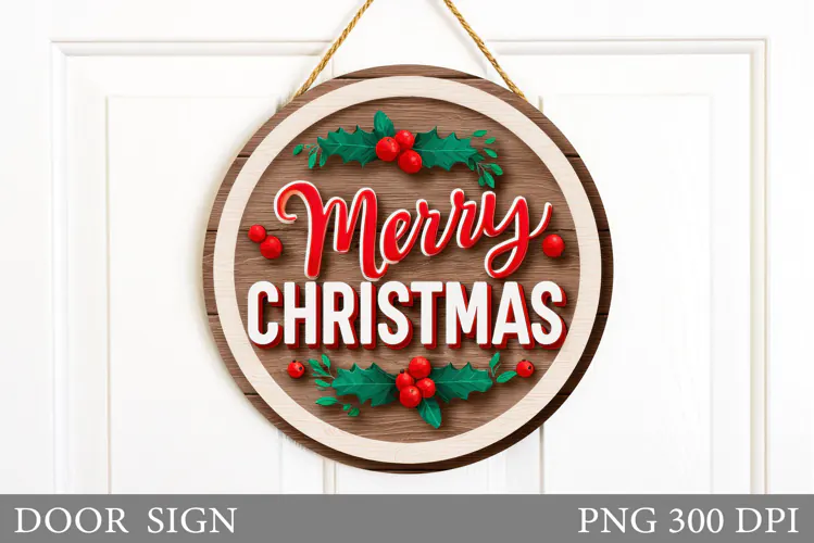 Merry Christmas Door Sign. Christmas Door Sign Design
