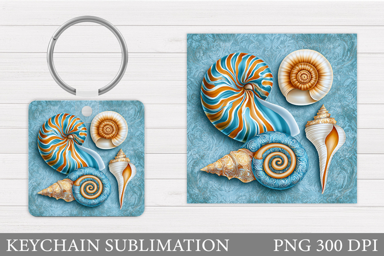 Seashell Keychain Sublimation. Sea Keychain Design