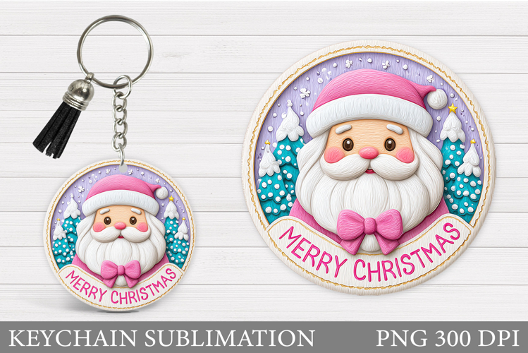 Cute Santa Claus Keychain. Christmas Keychain Sublimation
