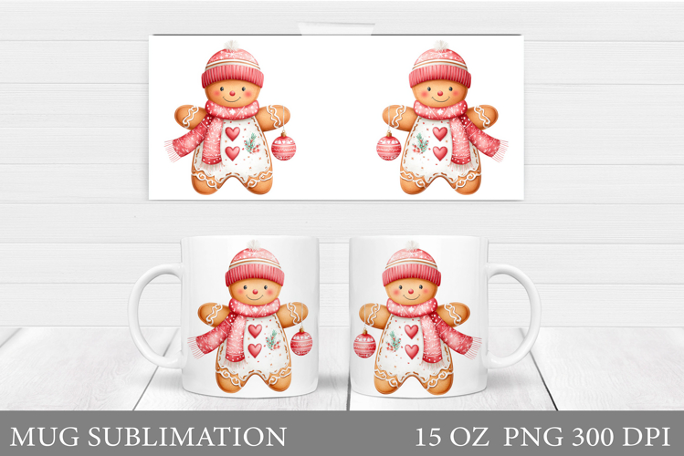 Christmas Mug Sublimation. Cute Gingerbread Mug Design