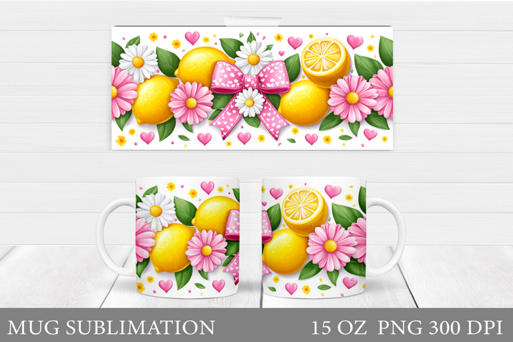 Lemons Mug Design. Summer Mug Sublimation
