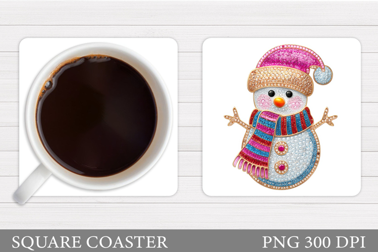 Sparkling Snowman Coaster. Christmas Coaster Sublimation