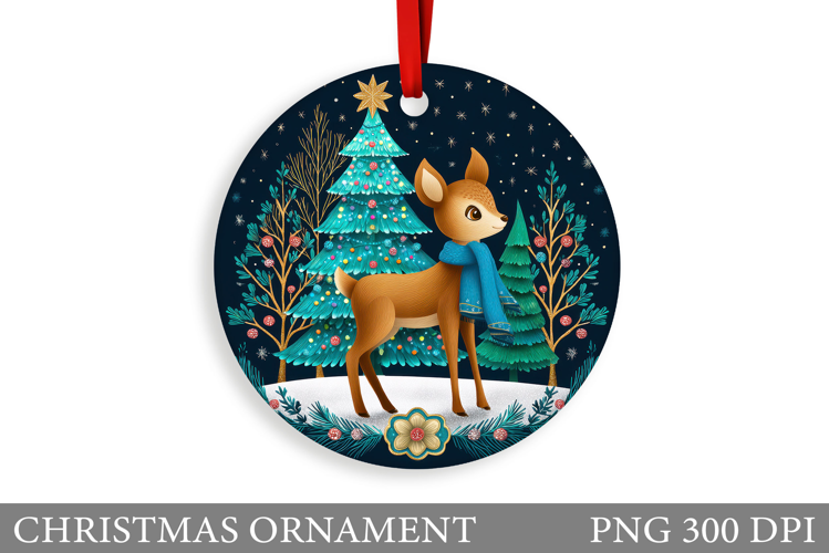 Cute Deer Christmas Ornament. Christmas Ornament Sublimation