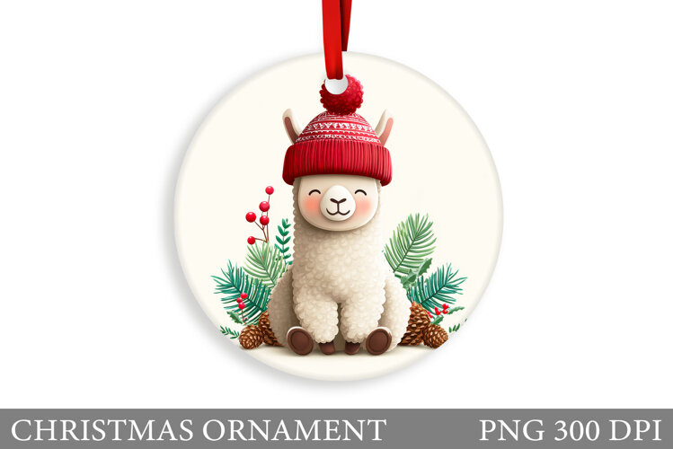 Cute Lama Christmas Ornament. Christmas Ornament Design example image 1