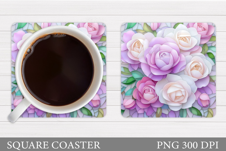 Roses Coaster Sublimation. Flowers Coaster Design