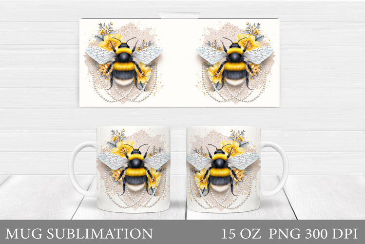 Bee Mug Wrap Design. Bee Sublimation